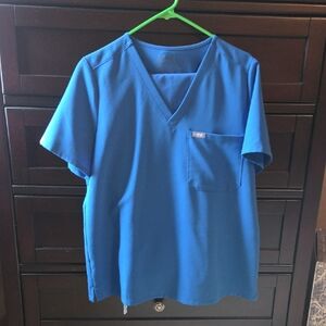 Figs Women's V-Neck Scrub Top in Blue